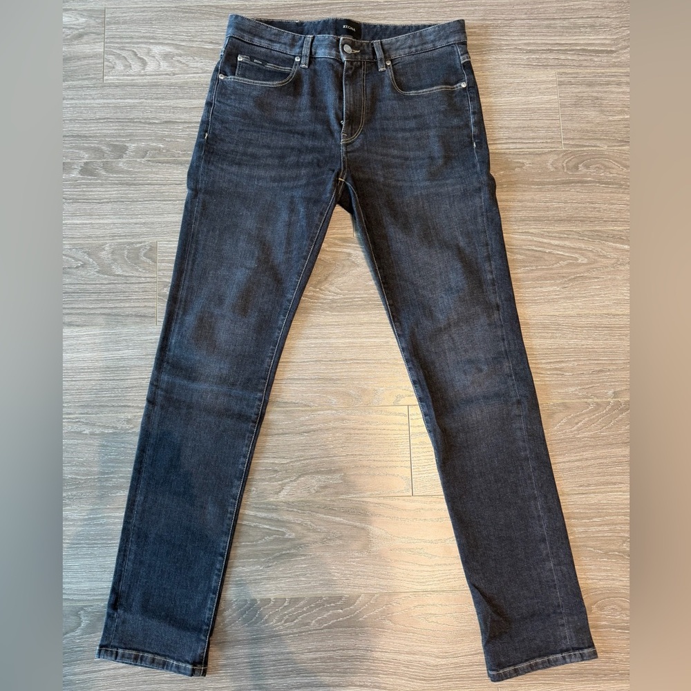Z Zegna Organic Cotton Dark Blue Jeans Slim Made in Romania 32x32
